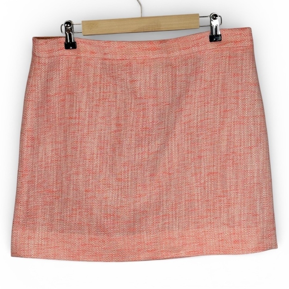 J. Crew Tweed A-Line Skirt Coral Pink Whiteโ Gold Size 12